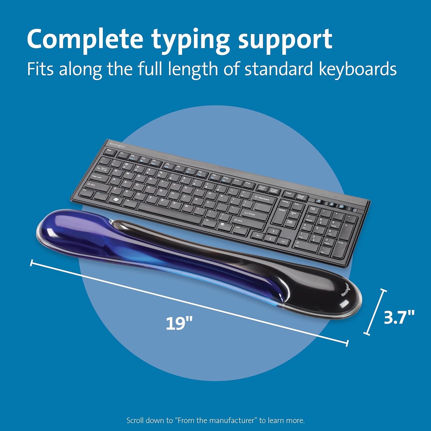 Duo Gel Keyboard Wrist Rest - Stylish Blue Comfort for Your Workspace (K62397AM)