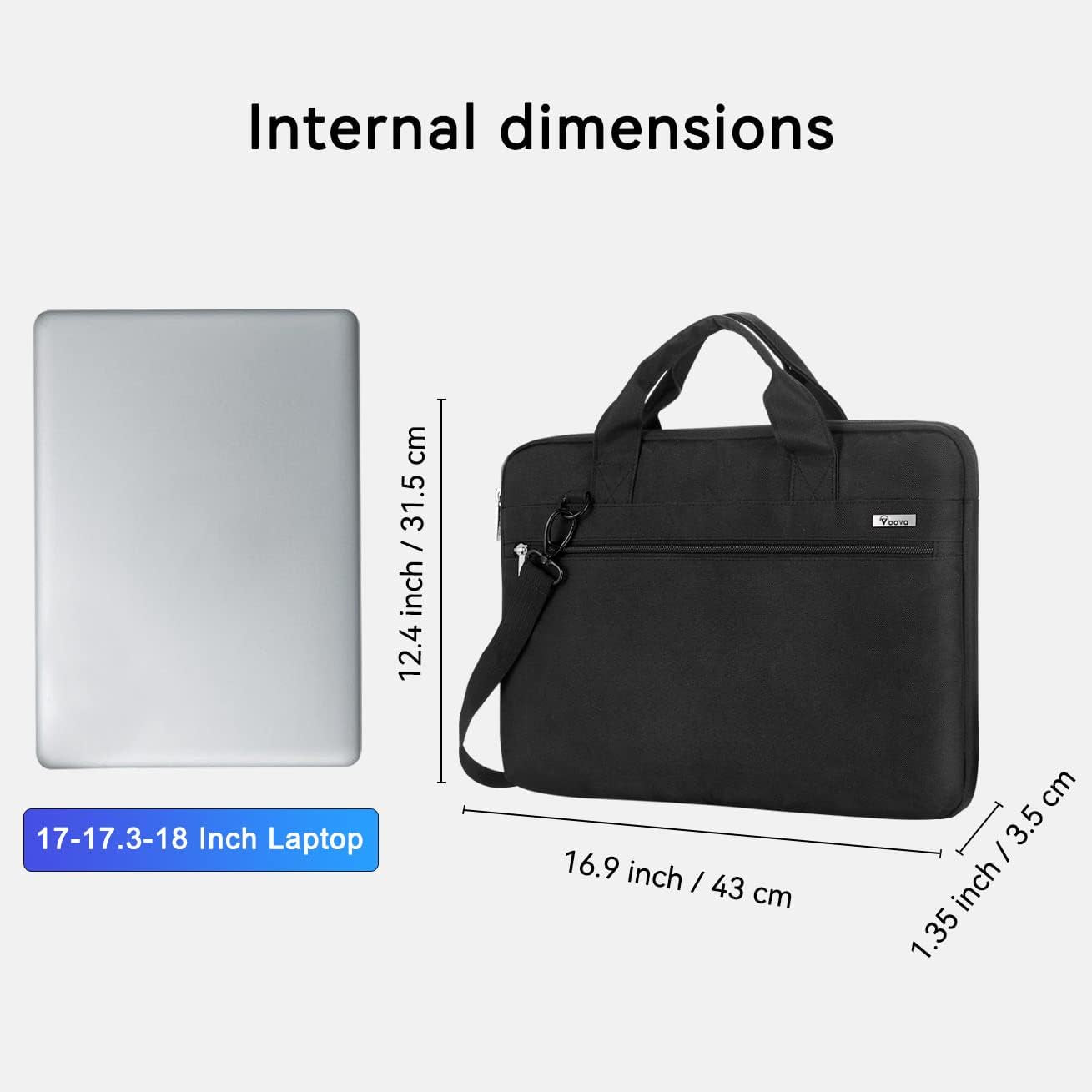 Laptop Bag 17 17.3 Inch, 360° Protective Laptop Case Sleeve with Shoulder Strap Compatible with 17-18 Inch Lenovo Asus Acer Dell Hp, Waterproof Computer Bag Slim Briefcase for Men Women, Black