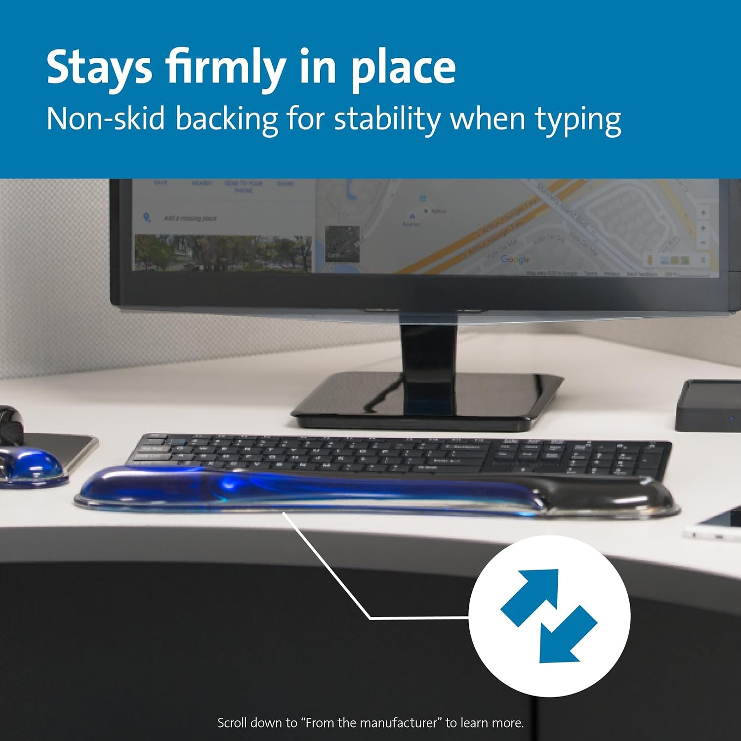 Duo Gel Keyboard Wrist Rest - Stylish Blue Comfort for Your Workspace (K62397AM)