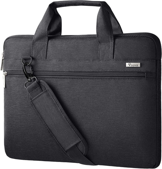 Laptop Bag 17 17.3 Inch, 360° Protective Laptop Case Sleeve with Shoulder Strap Compatible with 17-18 Inch Lenovo Asus Acer Dell Hp, Waterproof Computer Bag Slim Briefcase for Men Women, Black